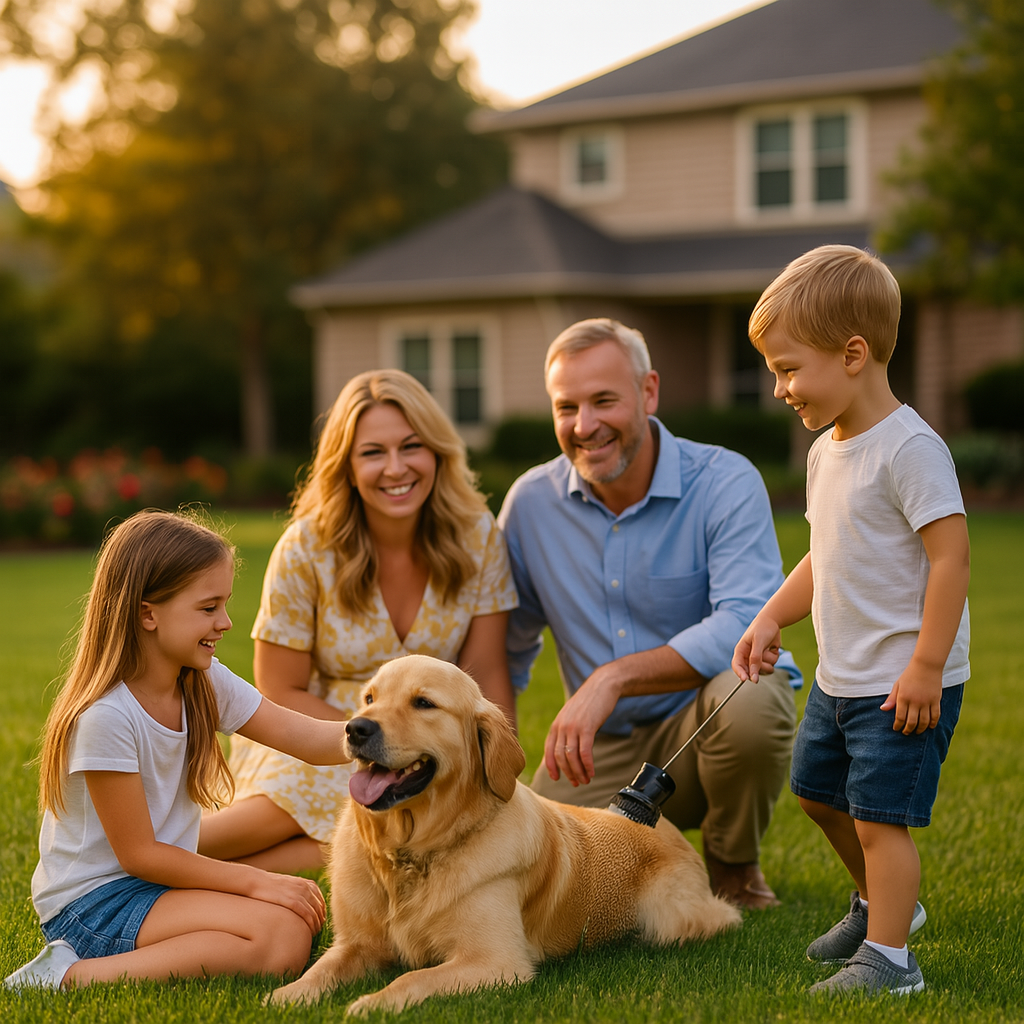 Family enjoying a beautiful lawn